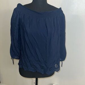 NWT Lucky Brand Off the Shoulder Embroidered Blouse, sz Extra Small